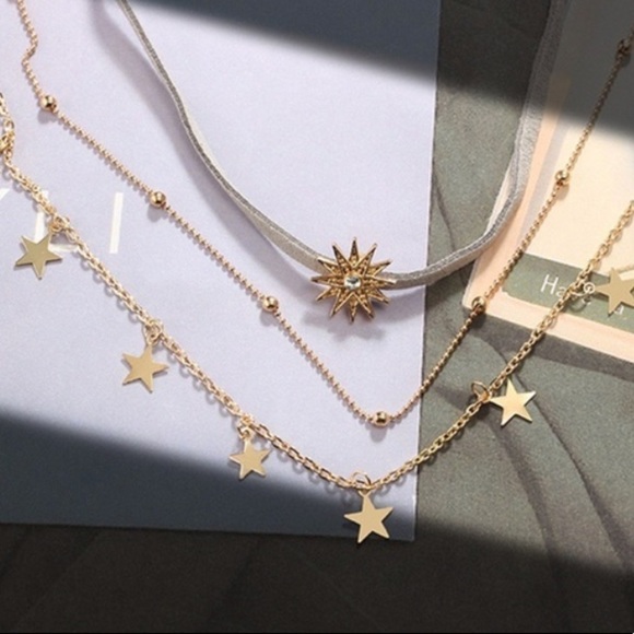 Unique Boho Sun/Star Multi Layer Choker - Picture 5 of 6